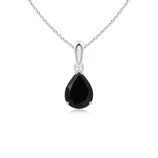 8x6mm AAA Prong-Set Pear Black Onyx Solitaire Pendant in White Gold