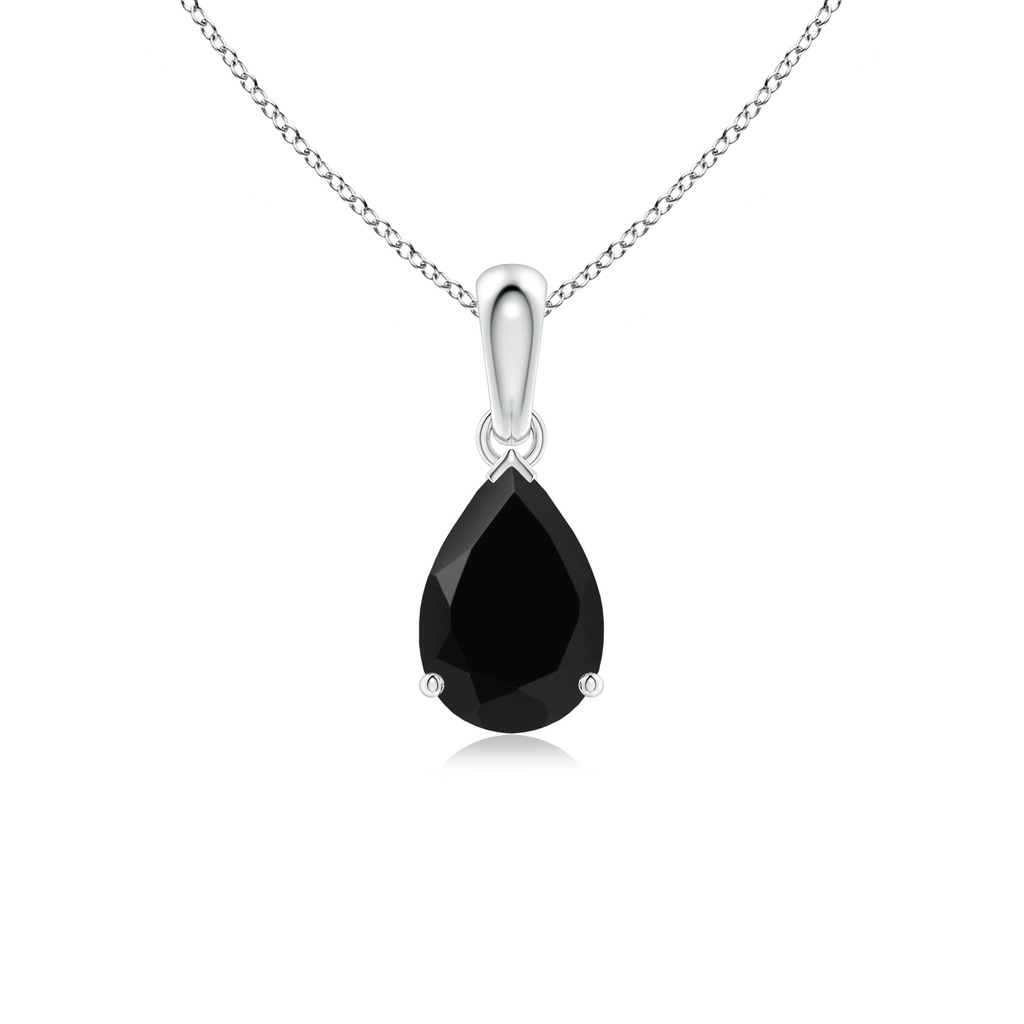 9x6mm AAA Prong-Set Pear Black Onyx Solitaire Pendant in 10K White Gold
