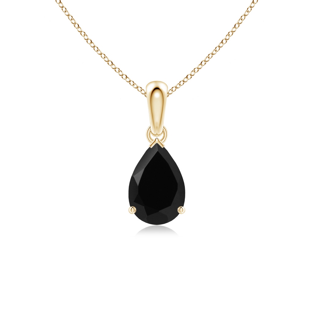 9x6mm AAA Prong-Set Pear Black Onyx Solitaire Pendant in 10K Yellow Gold
