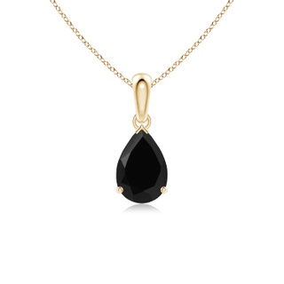9x6mm AAA Prong-Set Pear Black Onyx Solitaire Pendant in 10K Yellow Gold
