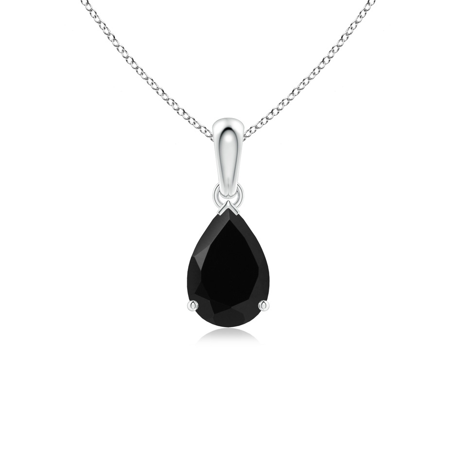 9x6mm AAA Prong-Set Pear Black Onyx Solitaire Pendant in 18K White Gold 