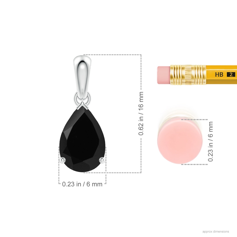 9x6mm AAA Prong-Set Pear Black Onyx Solitaire Pendant in 18K White Gold ruler