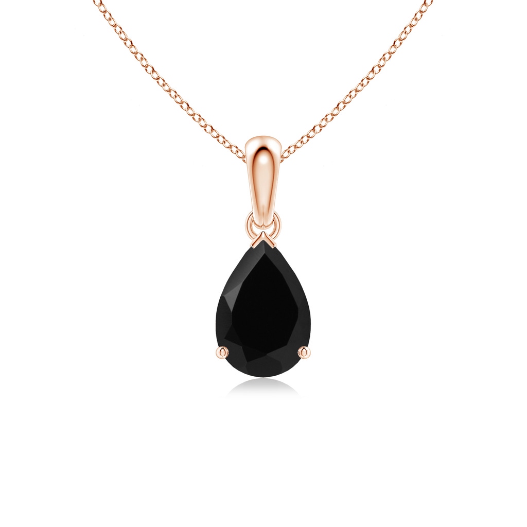 9x6mm AAA Prong-Set Pear Black Onyx Solitaire Pendant in 9K Rose Gold