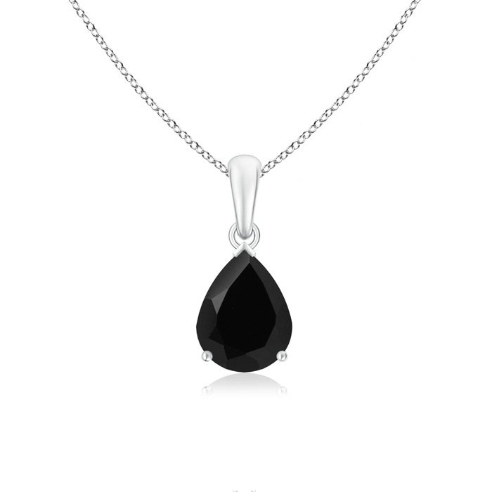 9x7mm AAA Pear-Shaped Black Onyx Solitaire Pendant in 9K White Gold