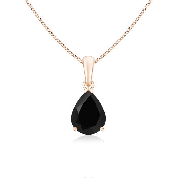 9x7mm AAA Pear-Shaped Black Onyx Solitaire Pendant in Rose Gold