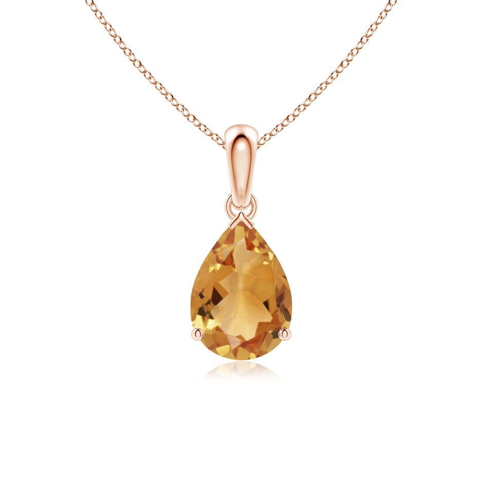 10x7mm A Pear-Shaped Citrine Solitaire Pendant in Rose Gold 