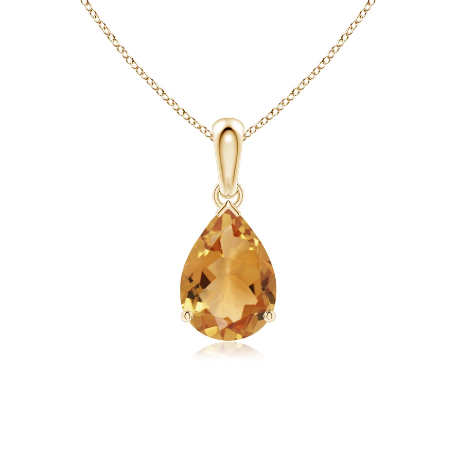 10x7mm A Pear-Shaped Citrine Solitaire Pendant in Yellow Gold 