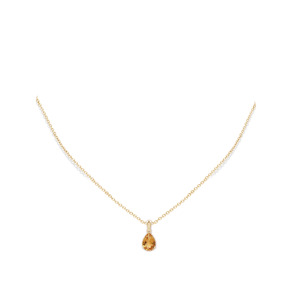 10x7mm A Pear-Shaped Citrine Solitaire Pendant in Yellow Gold pen