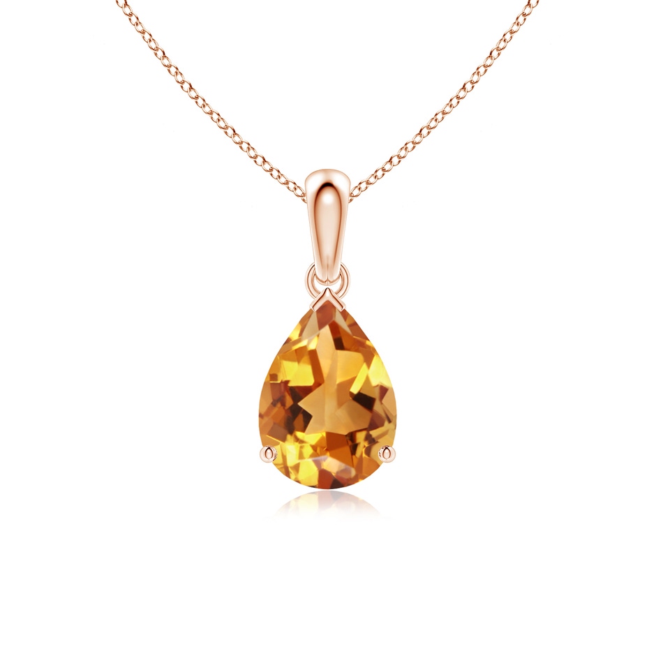 10x7mm AA Pear-Shaped Citrine Solitaire Pendant in Rose Gold 