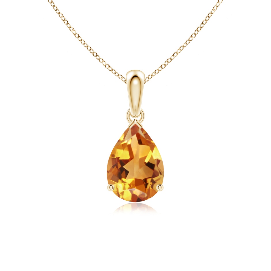 10x7mm AA Pear-Shaped Citrine Solitaire Pendant in Yellow Gold 