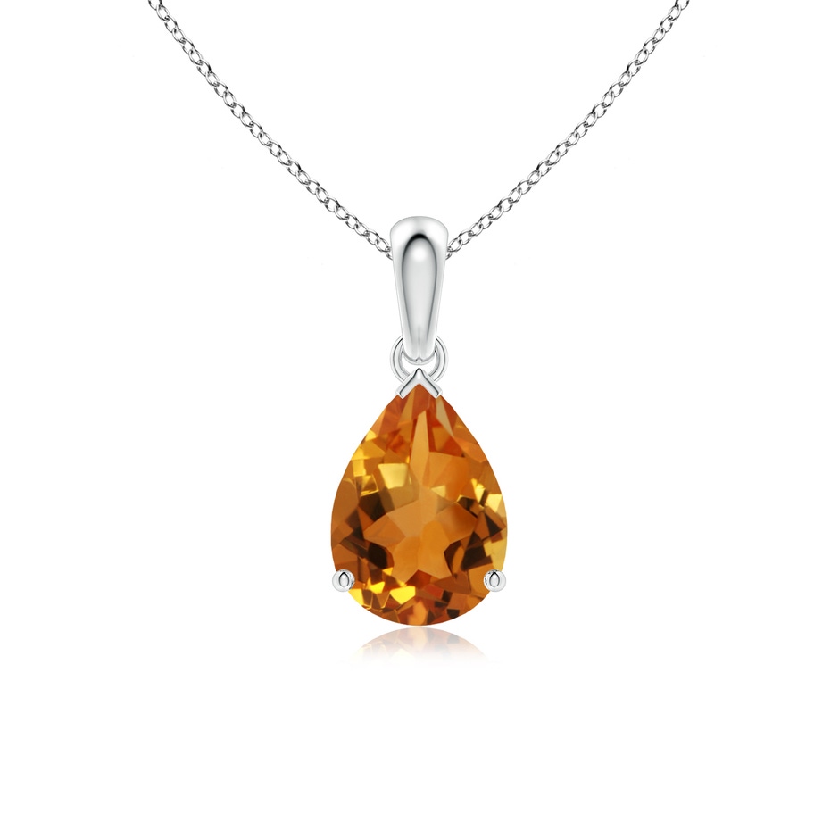 10x7mm AAA Pear-Shaped Citrine Solitaire Pendant in White Gold 
