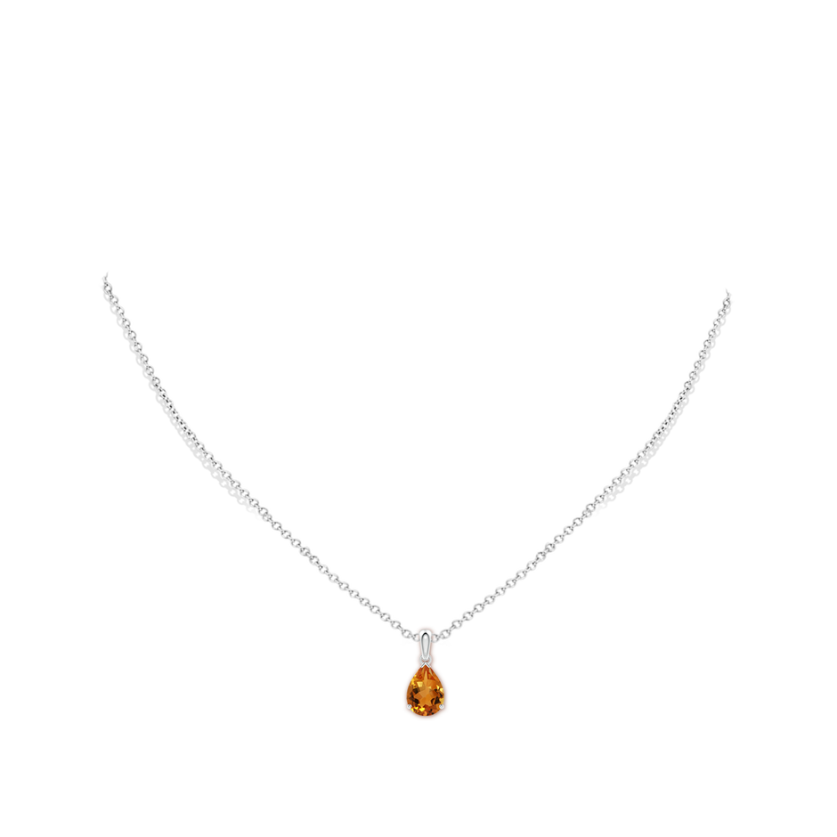 10x7mm AAA Pear-Shaped Citrine Solitaire Pendant in White Gold pen
