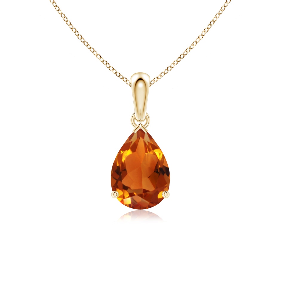 10x7mm AAAA Pear-Shaped Citrine Solitaire Pendant in 9K Yellow Gold 