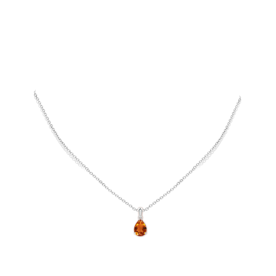 10x7mm AAAA Pear-Shaped Citrine Solitaire Pendant in P950 Platinum pen