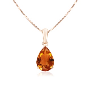 10x7mm AAAA Pear-Shaped Citrine Solitaire Pendant in Rose Gold