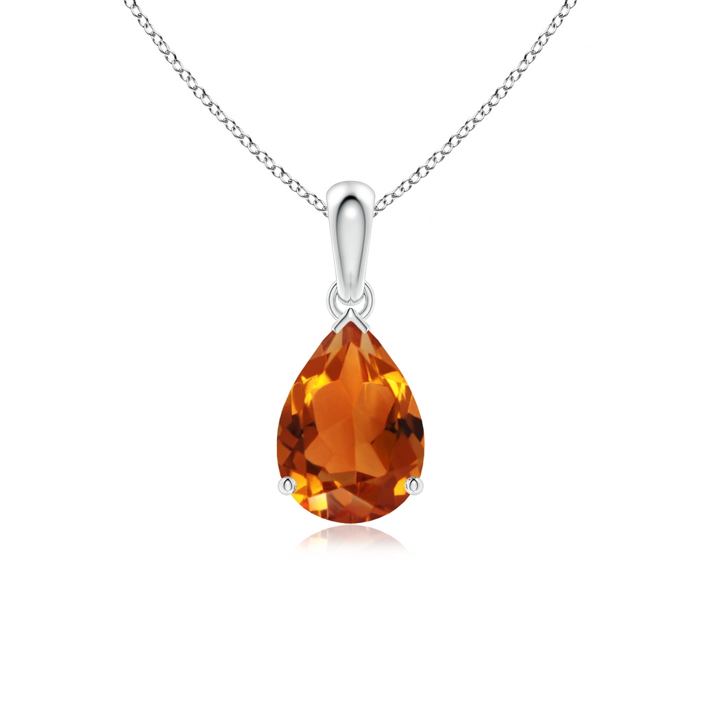 10x7mm AAAA Pear-Shaped Citrine Solitaire Pendant in S999 Silver