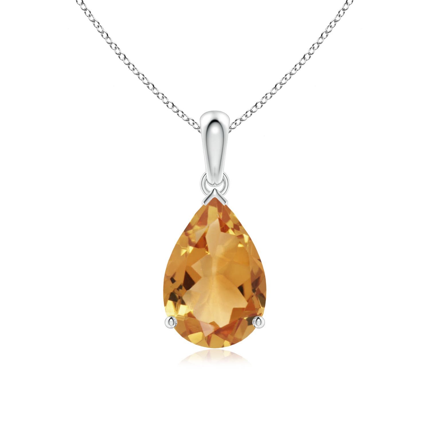 12x8mm A Pear-Shaped Citrine Solitaire Pendant in P950 Platinum