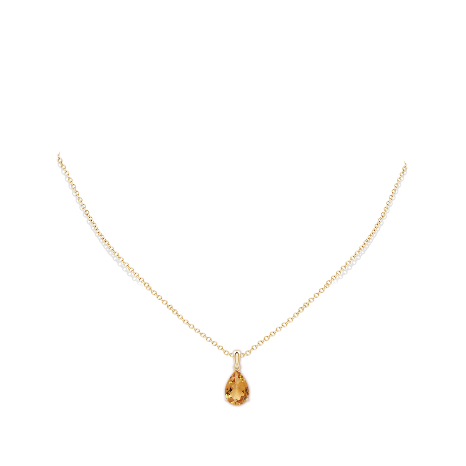 12x8mm A Pear-Shaped Citrine Solitaire Pendant in Yellow Gold pen