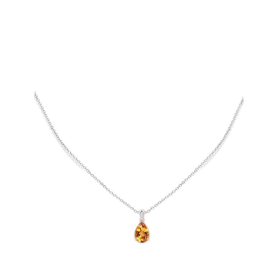 12x8mm AA Pear-Shaped Citrine Solitaire Pendant in P950 Platinum pen
