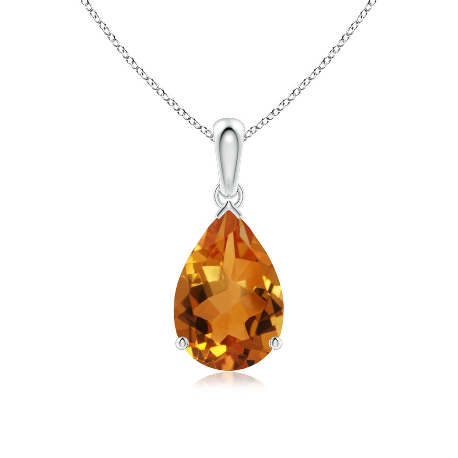 12x8mm AAA Pear-Shaped Citrine Solitaire Pendant in White Gold 