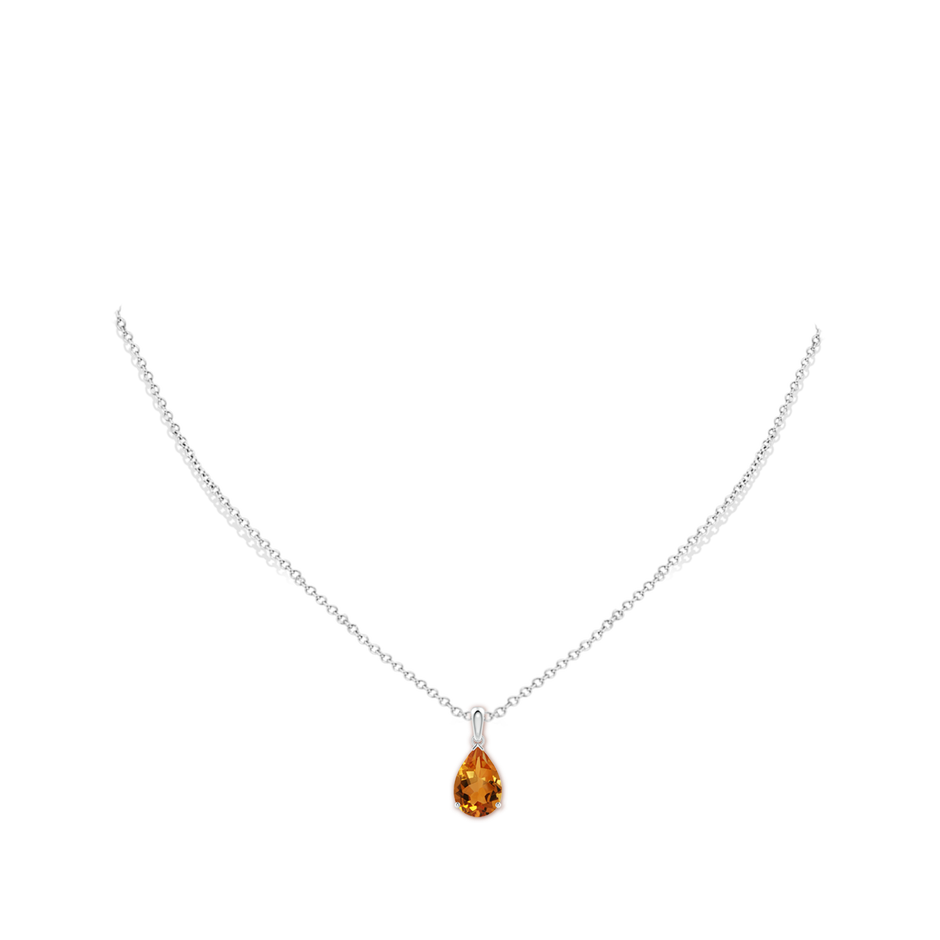 12x8mm AAA Pear-Shaped Citrine Solitaire Pendant in White Gold pen
