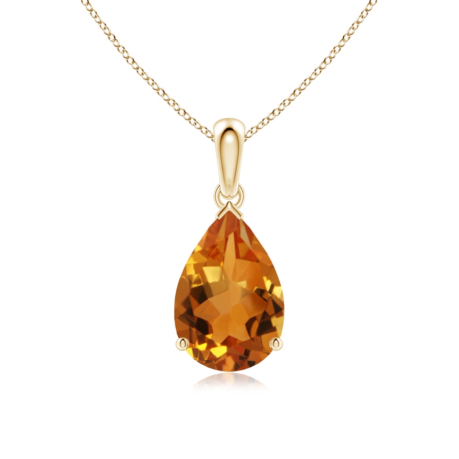 12x8mm AAA Pear-Shaped Citrine Solitaire Pendant in Yellow Gold 