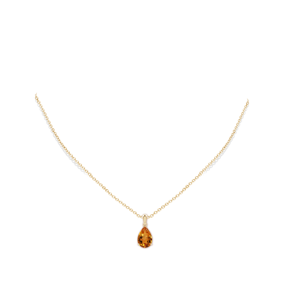 12x8mm AAA Pear-Shaped Citrine Solitaire Pendant in Yellow Gold pen