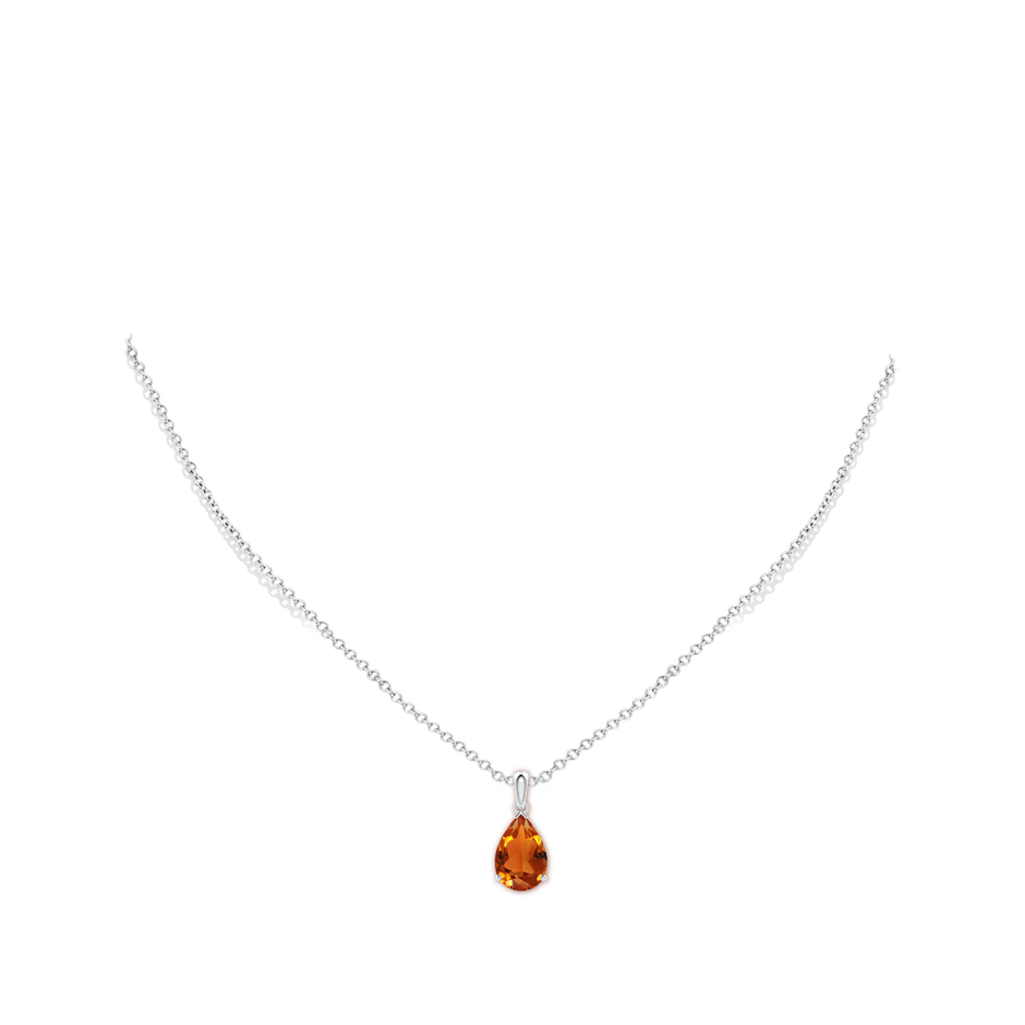 12x8mm AAAA Pear-Shaped Citrine Solitaire Pendant in White Gold pen