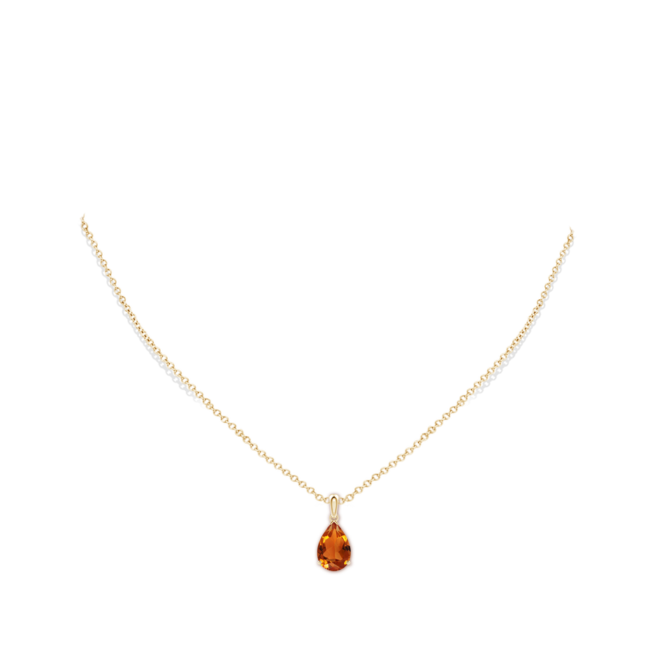 12x8mm AAAA Pear-Shaped Citrine Solitaire Pendant in Yellow Gold pen