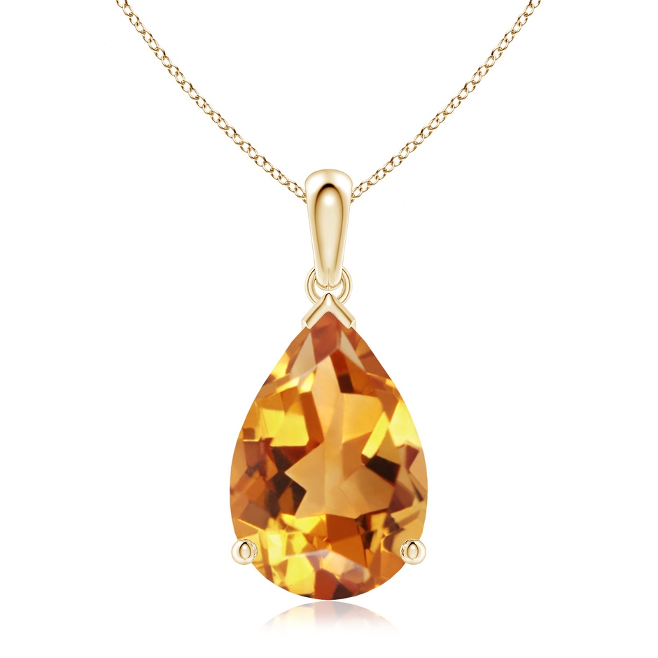 15x10mm AA Pear-Shaped Citrine Solitaire Pendant in Yellow Gold 