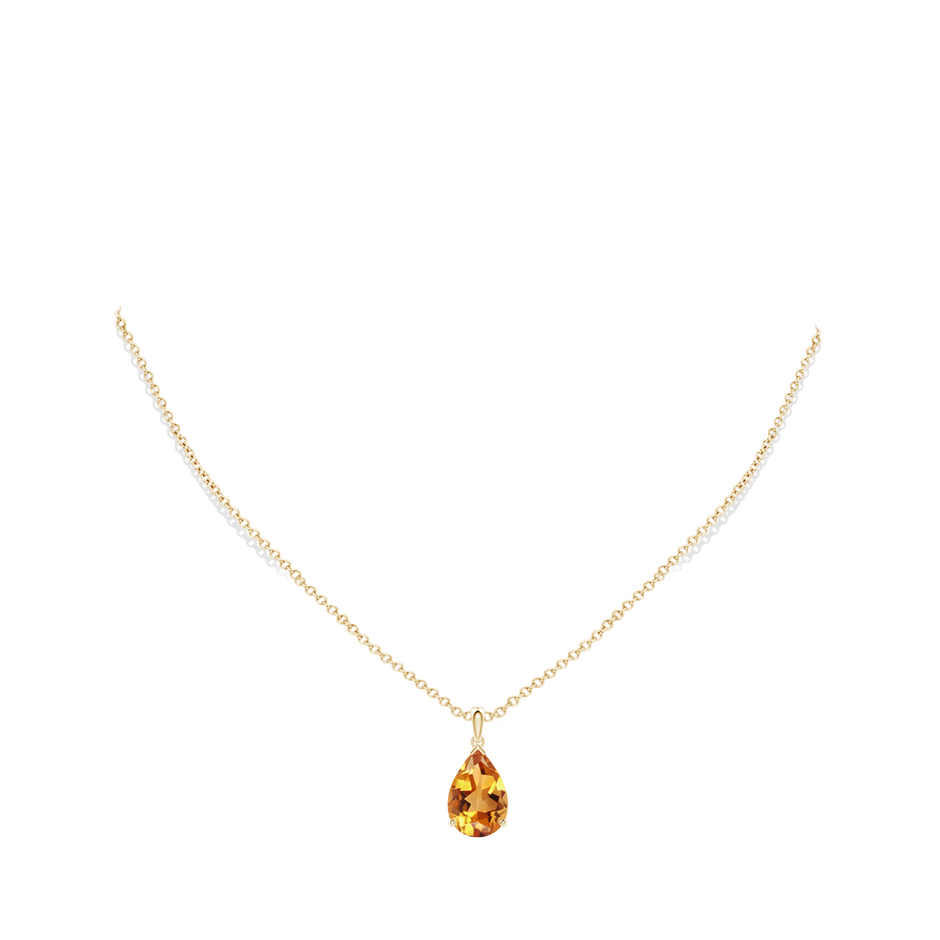 15x10mm AA Pear-Shaped Citrine Solitaire Pendant in Yellow Gold pen