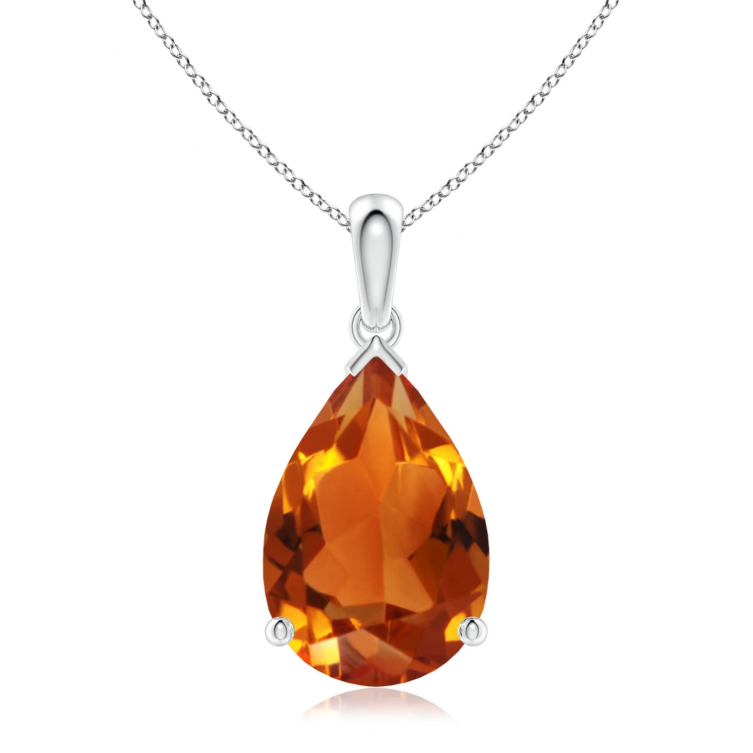15x10mm AAAA Pear-Shaped Citrine Solitaire Pendant in P950 Platinum