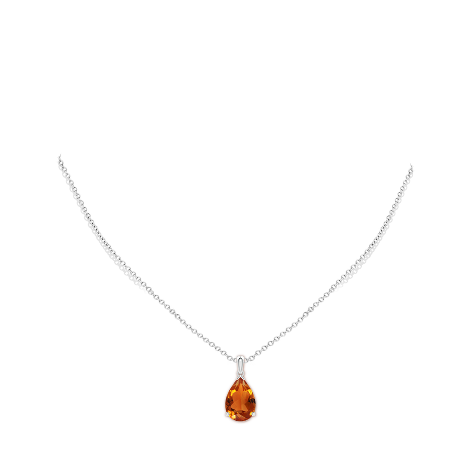 15x10mm AAAA Pear-Shaped Citrine Solitaire Pendant in White Gold pen