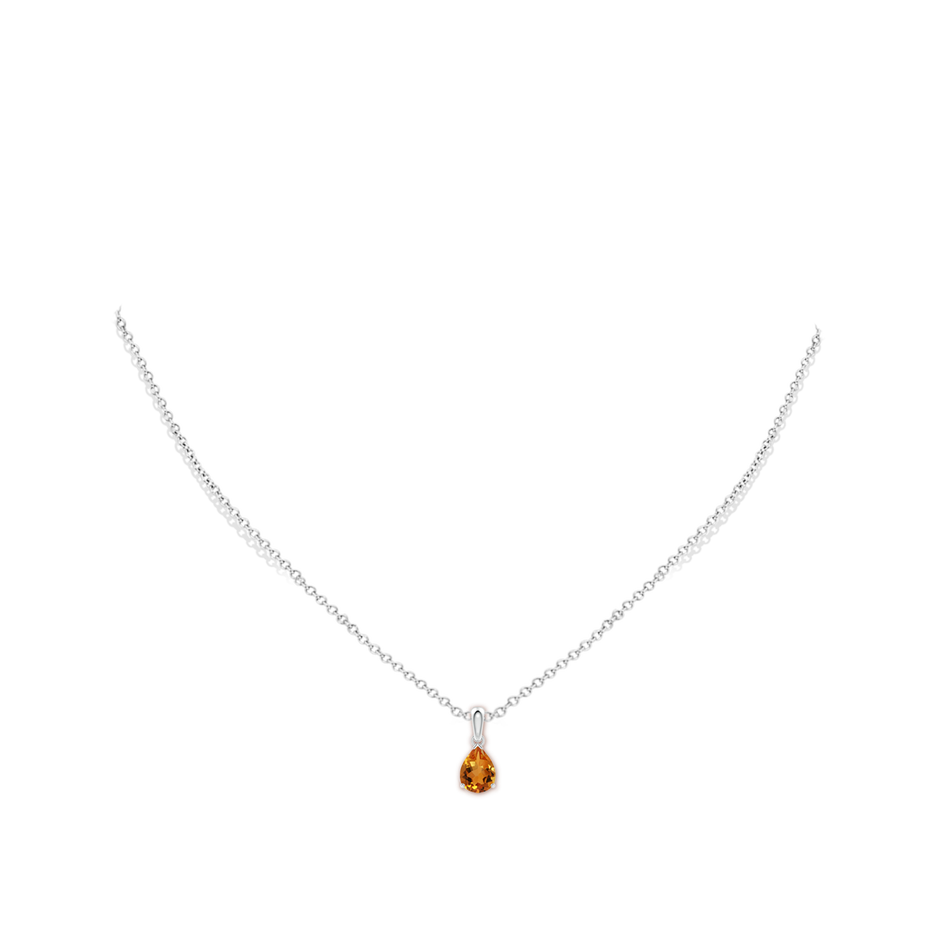 8x6mm AAA Pear-Shaped Citrine Solitaire Pendant in White Gold pen