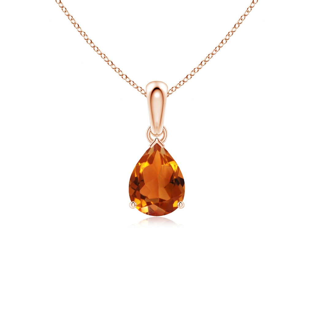 8x6mm AAAA Pear-Shaped Citrine Solitaire Pendant in 9K Rose Gold