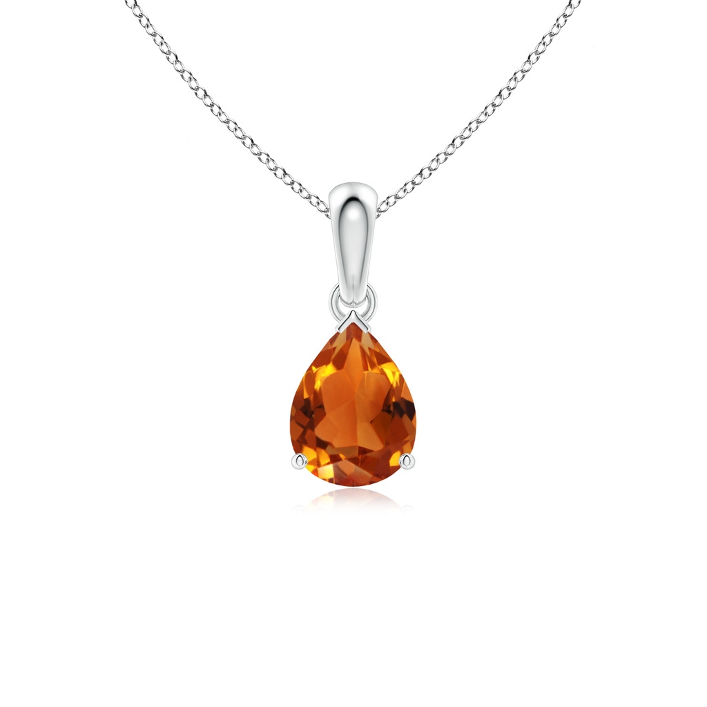 8x6mm AAAA Pear-Shaped Citrine Solitaire Pendant in P950 Platinum