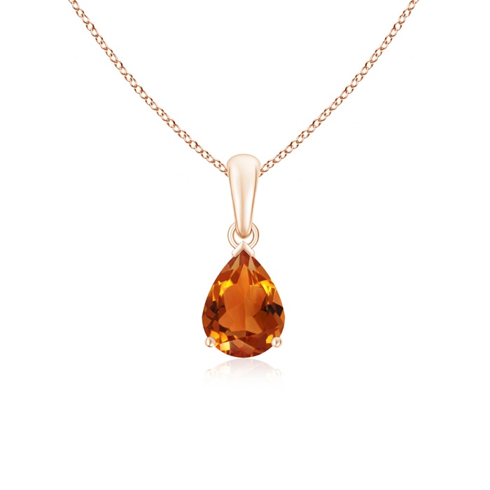 8x6mm AAAA Pear-Shaped Citrine Solitaire Pendant in Rose Gold 