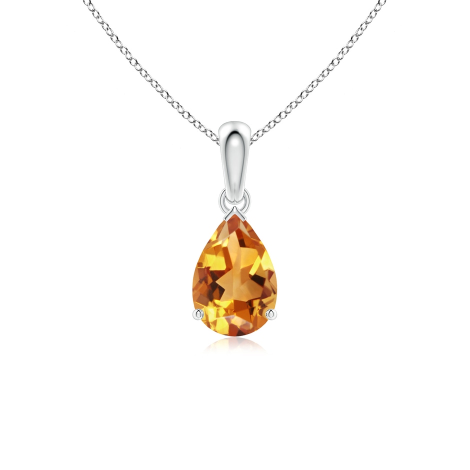9x6mm AA Pear-Shaped Citrine Solitaire Pendant in 9K White Gold 