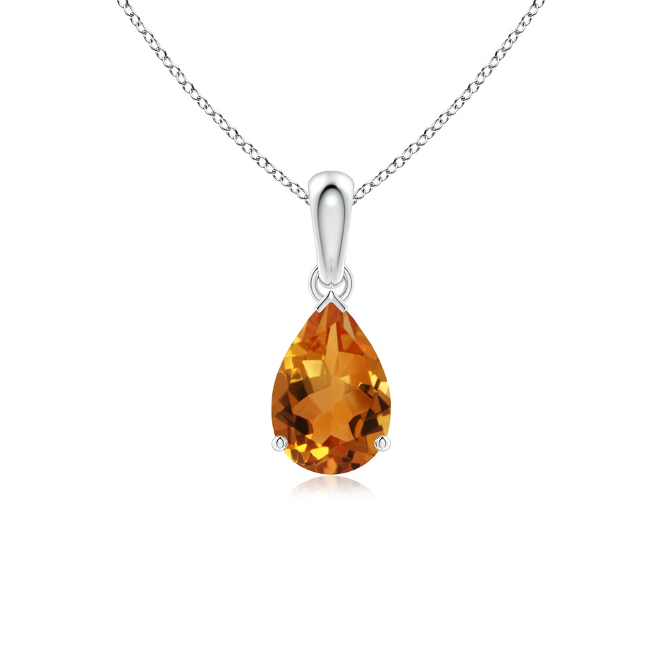9x6mm AAA Pear-Shaped Citrine Solitaire Pendant in 9K White Gold 