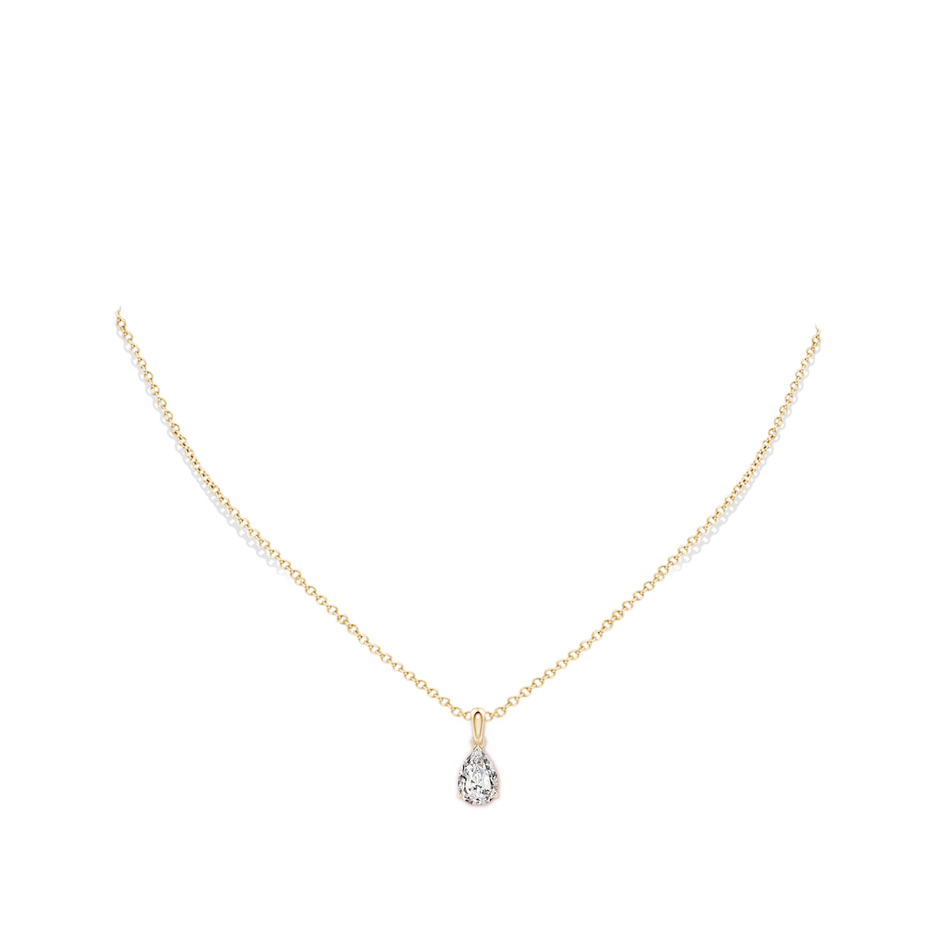 10x6.5mm IJI1I2 Prong-Set Pear Diamond Solitaire Pendant in Yellow Gold pen