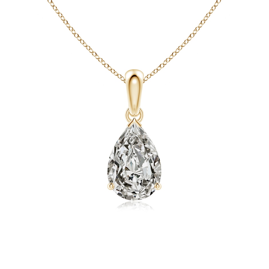 10x6.5mm KI3 Prong-Set Pear Diamond Solitaire Pendant in 18K Yellow Gold 
