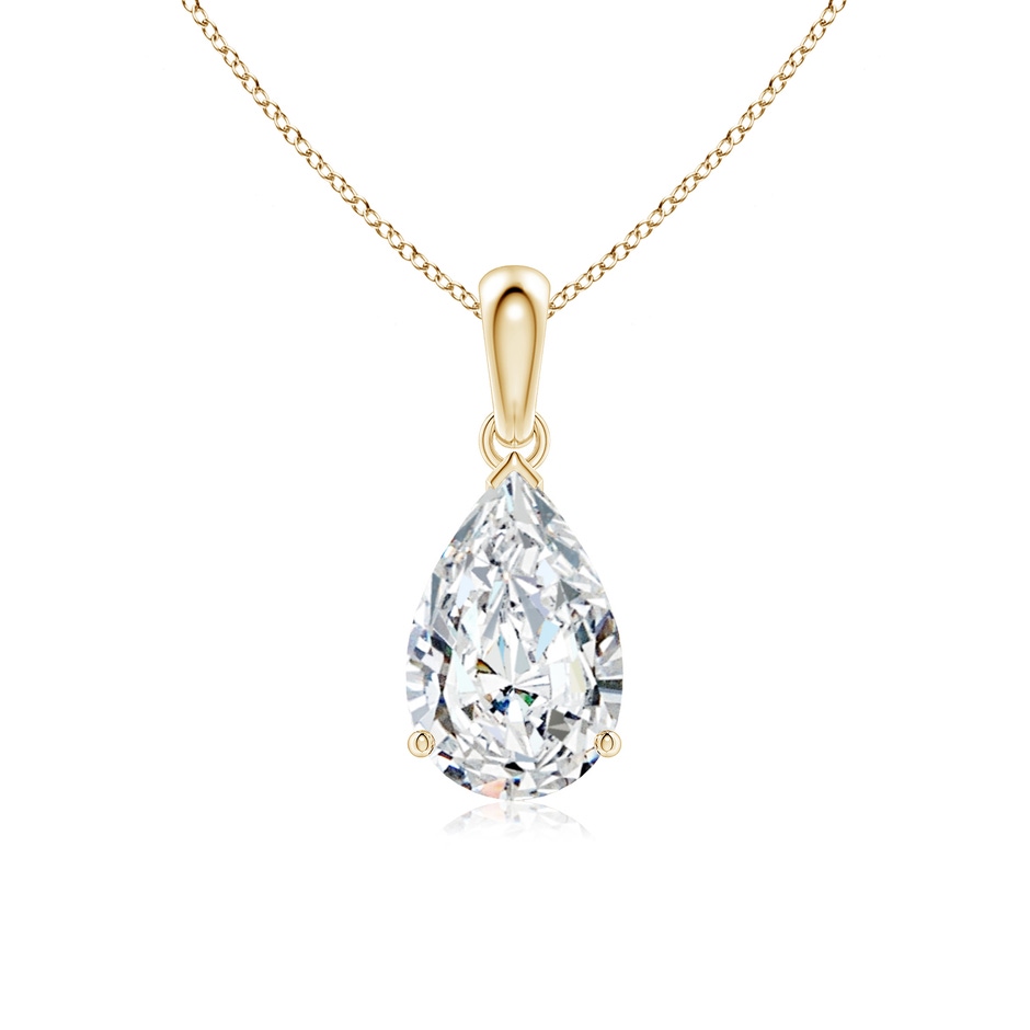 11x7mm GVS2 Prong-Set Pear Diamond Solitaire Pendant in 18K Yellow Gold 