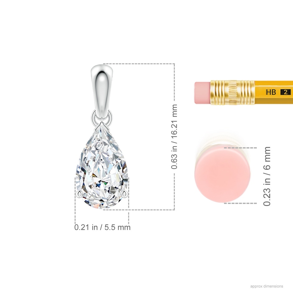 9x5.5mm GVS2 Prong-Set Pear Diamond Solitaire Pendant in White Gold ruler