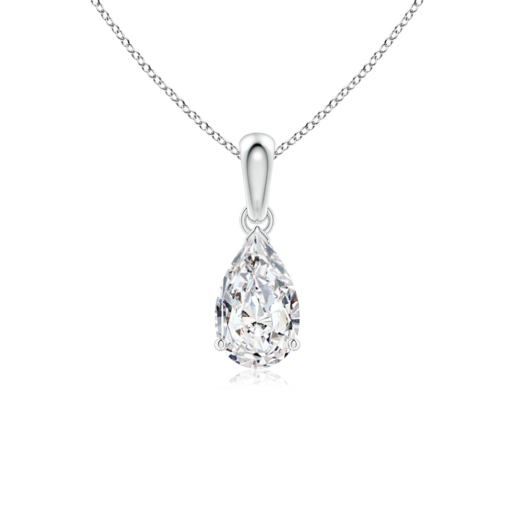 9x5.5mm HSI2 Prong-Set Pear Diamond Solitaire Pendant in White Gold