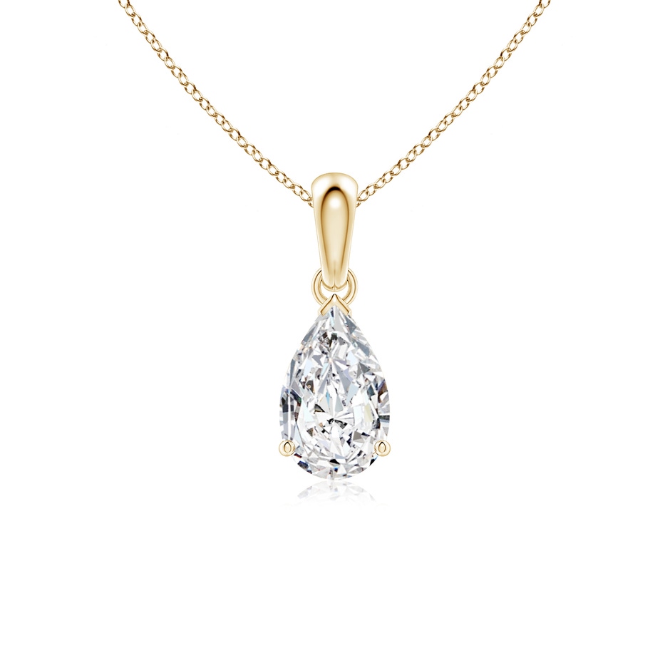 9x5.5mm HSI2 Prong-Set Pear Diamond Solitaire Pendant in Yellow Gold 