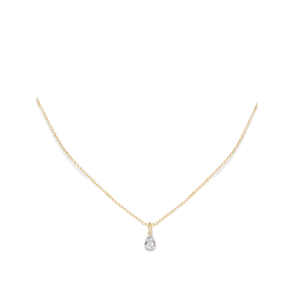 9x5.5mm HSI2 Prong-Set Pear Diamond Solitaire Pendant in Yellow Gold pen