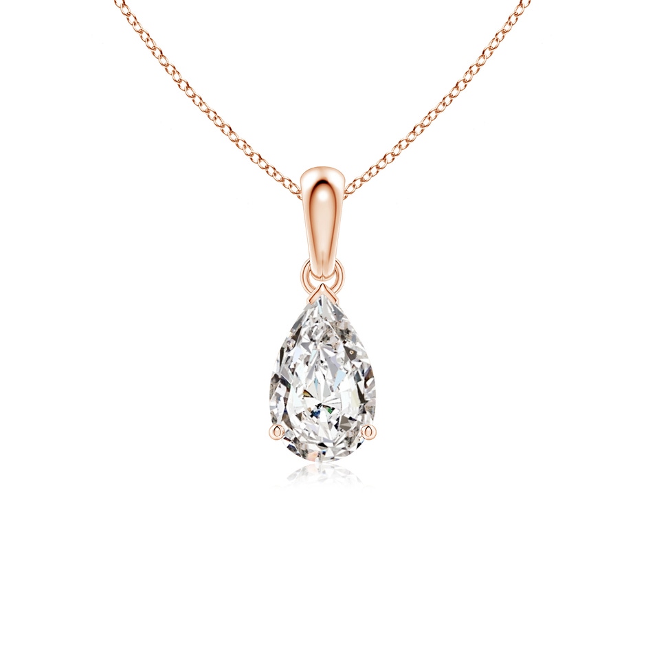 9x5.5mm IJI1I2 Prong-Set Pear Diamond Solitaire Pendant in Rose Gold 