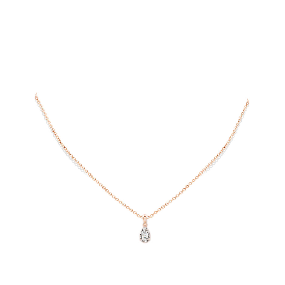 9x5.5mm IJI1I2 Prong-Set Pear Diamond Solitaire Pendant in Rose Gold pen