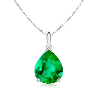 12x10mm AAA Pear-Shaped Emerald Solitaire Pendant in P950 Platinum