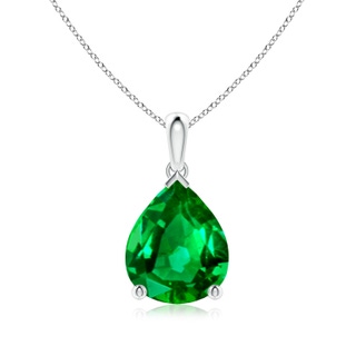 12x10mm AAAA Pear-Shaped Emerald Solitaire Pendant in P950 Platinum